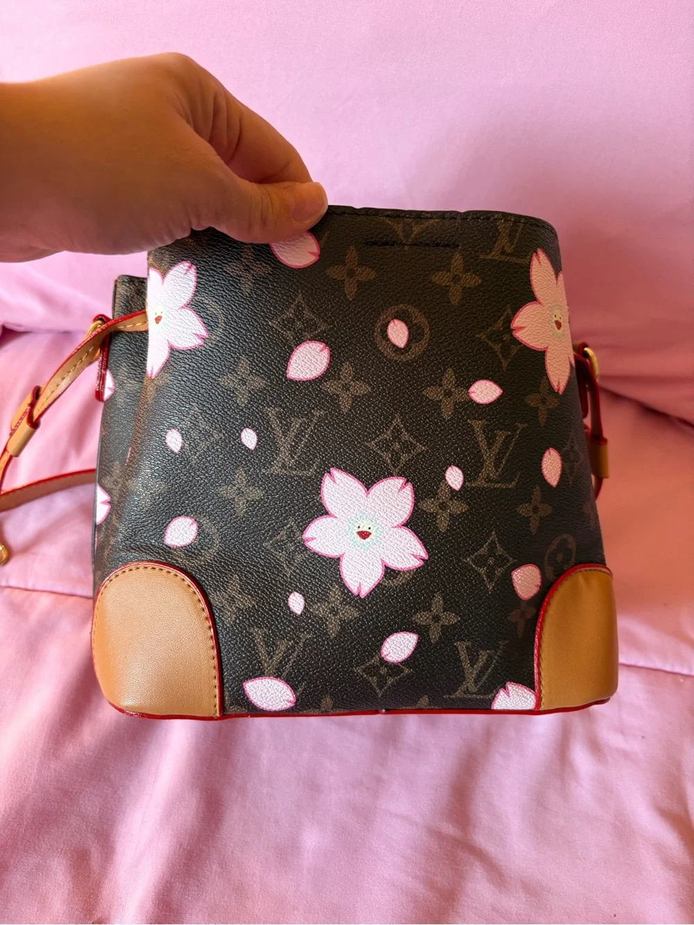 Brown cherry blossom bag - Picture 3 of 5
